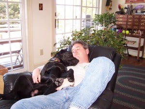 Sleepy lab and his human- Endless Mt. Labradors